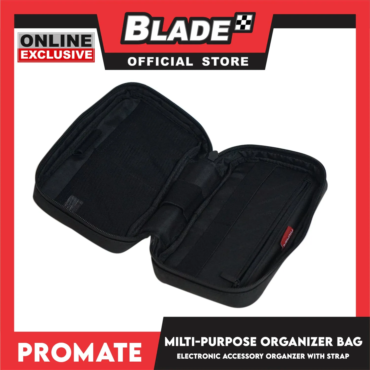 Promate Gearsuit Multi-Purpose Electronic Accessory Organizer with Strap (Black)