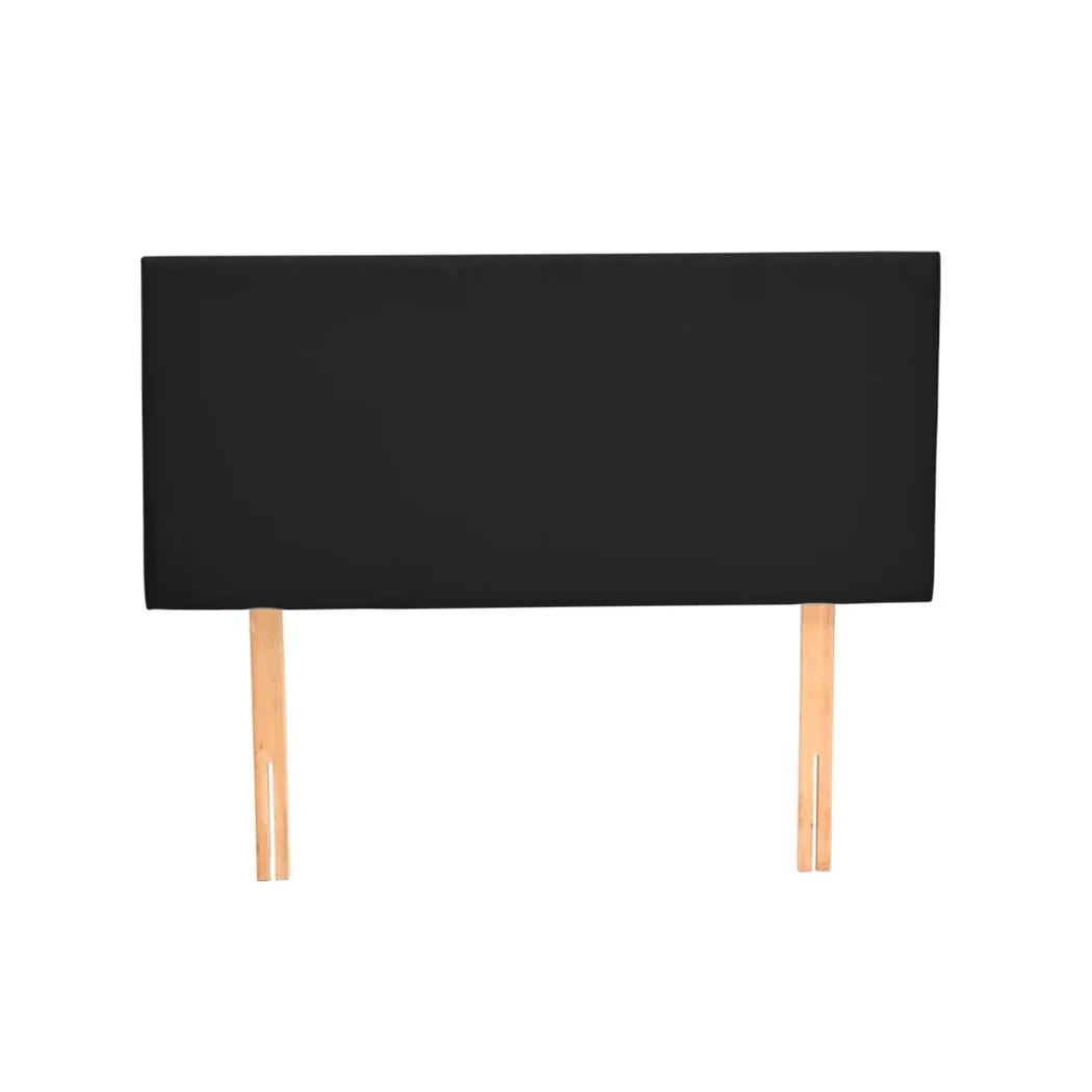 PU Leather Bed Headboard with Wooden Legs in Double Size in Black Colour