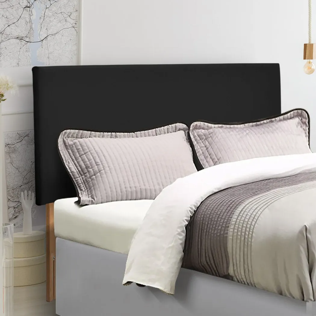 PU Leather Bed Headboard with Wooden Legs in Double Size in Black Colour