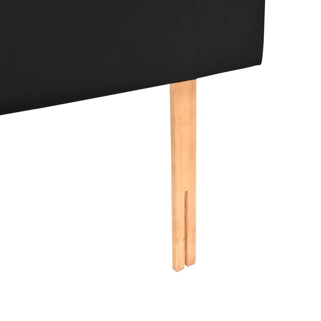 PU Leather Bed Headboard with Wooden Legs in Double Size in Black Colour