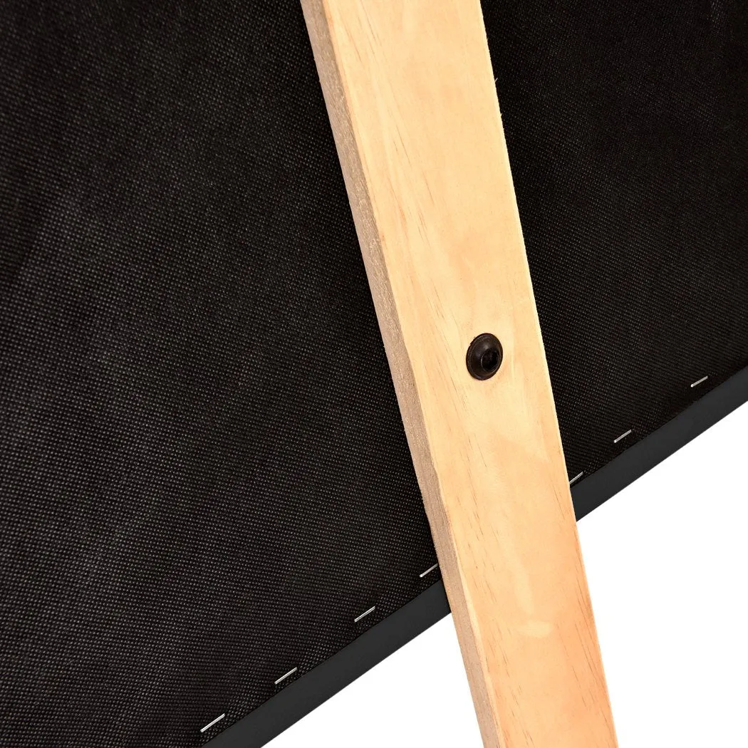 PU Leather Bed Headboard with Wooden Legs in Double Size in Black Colour