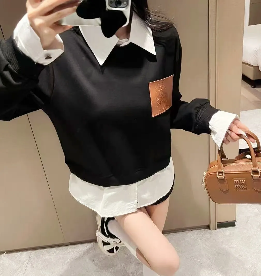PU Leather Logo Sweatshirt