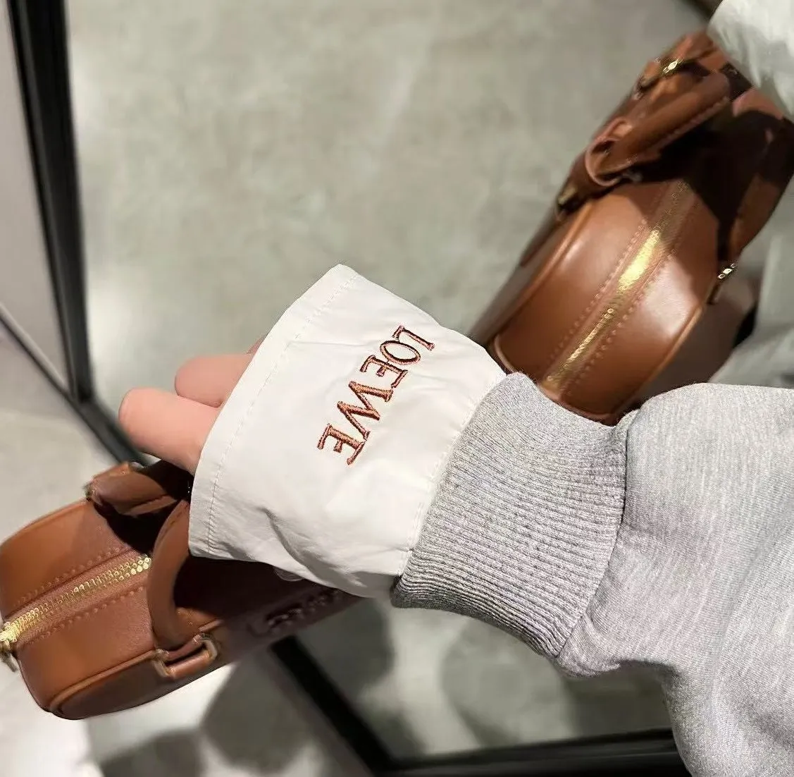 PU Leather Logo Sweatshirt