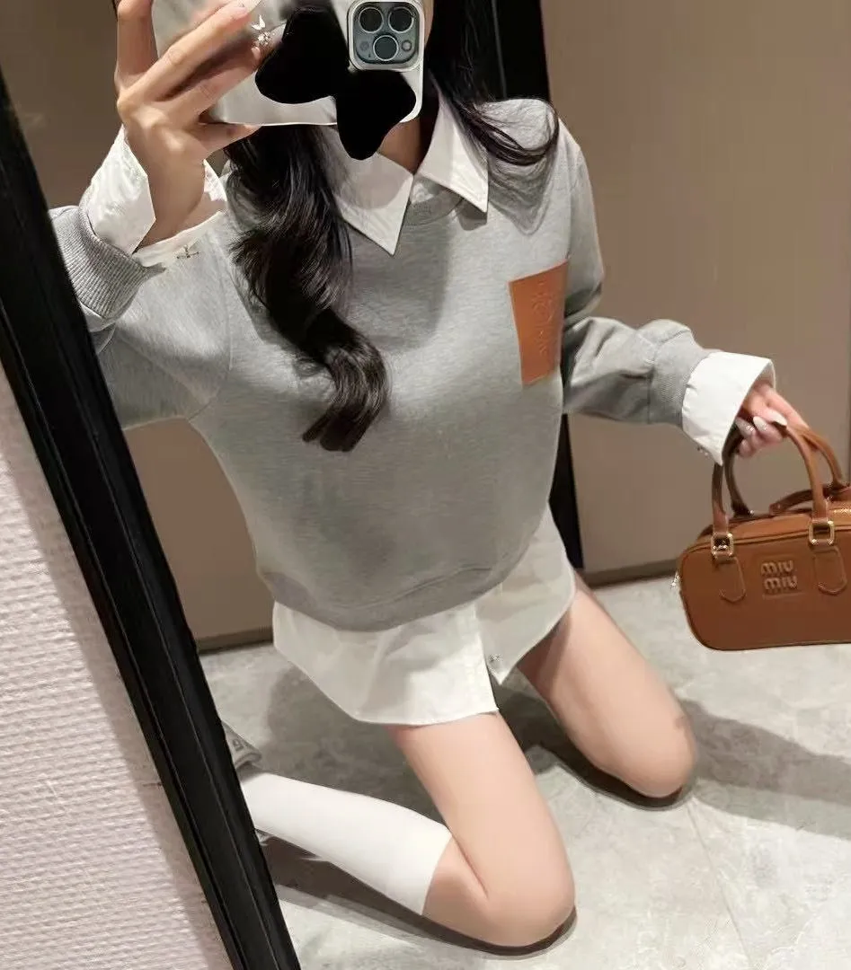 PU Leather Logo Sweatshirt