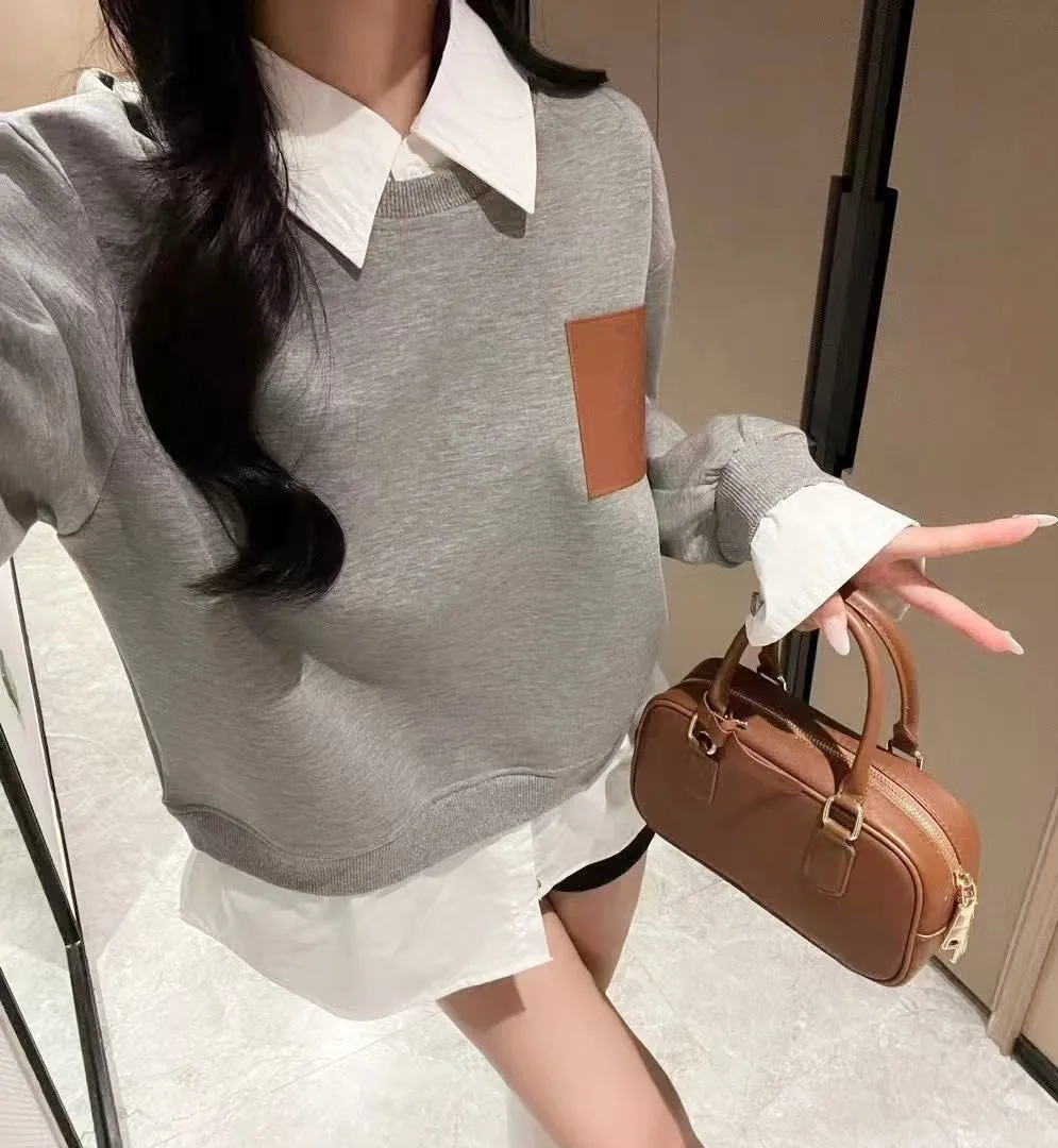 PU Leather Logo Sweatshirt