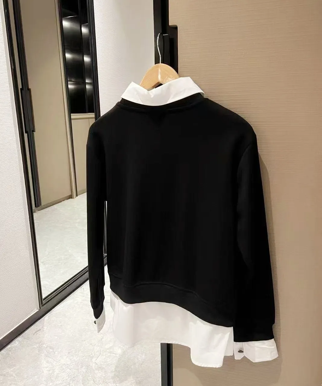 PU Leather Logo Sweatshirt