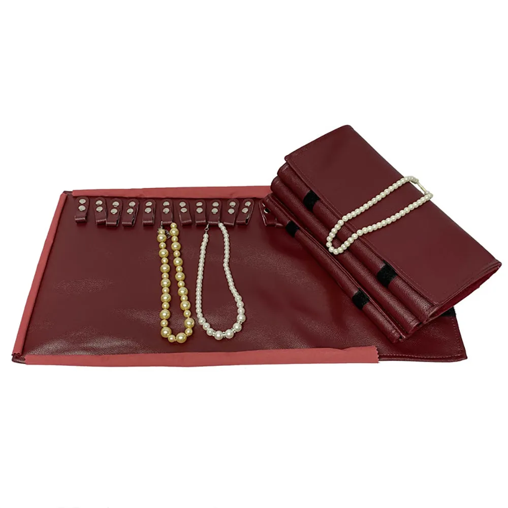 PU Leather Necklace Jewelry Travel Roll Wrap Rolls Wraps Organizer Storage Jewelry Display