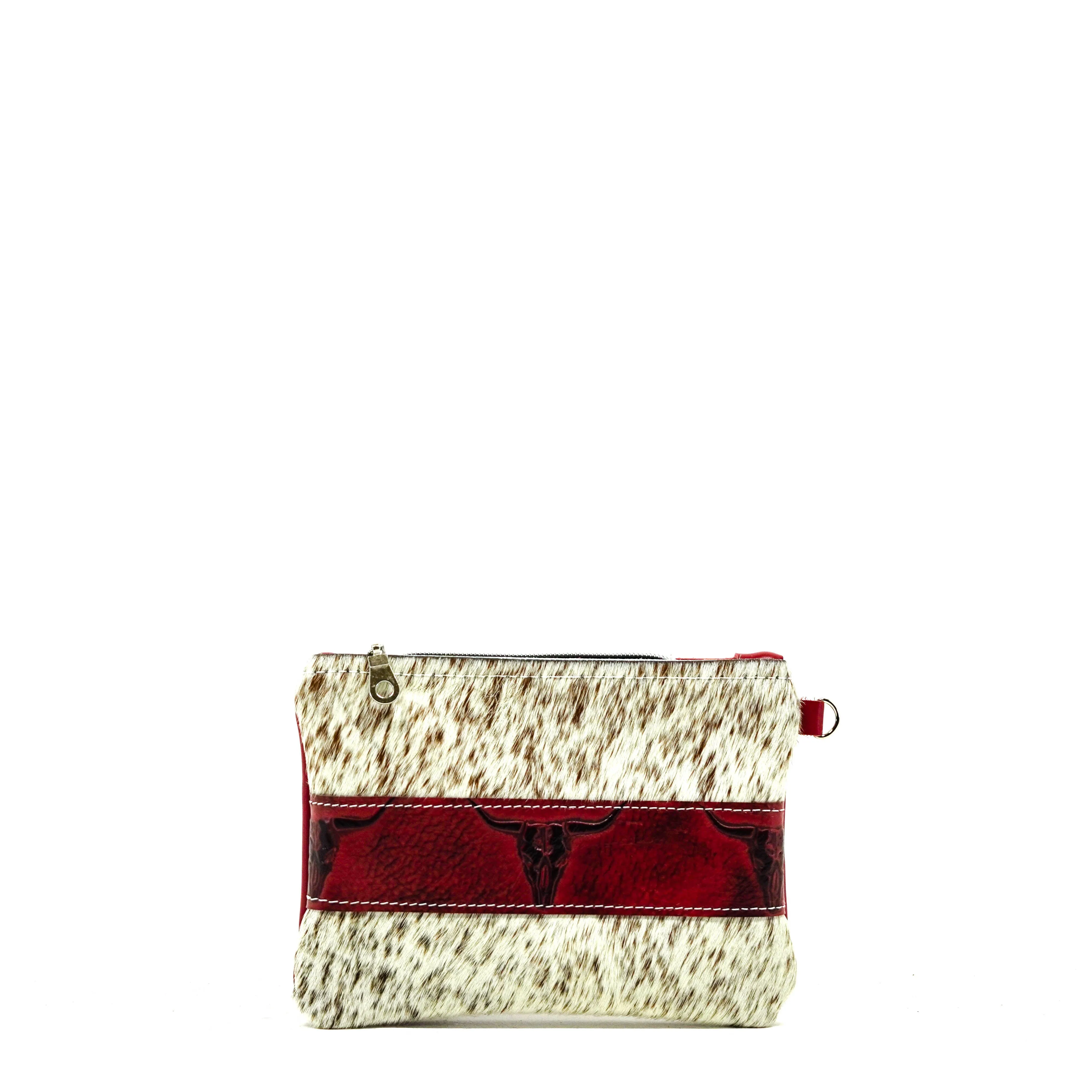 Purse Organizer - Speckled Longhorn w/ Burgundy Skulls