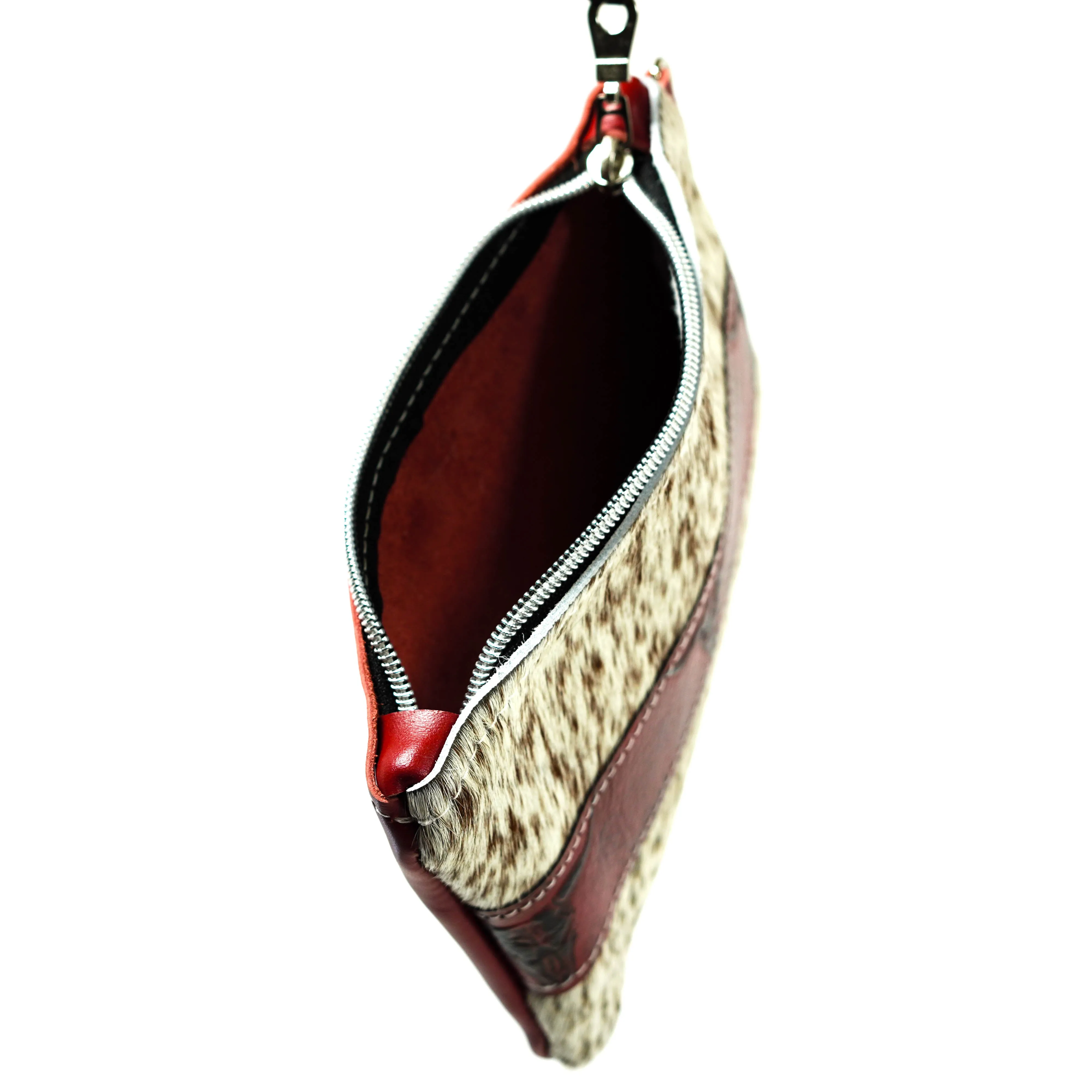 Purse Organizer - Speckled Longhorn w/ Burgundy Skulls