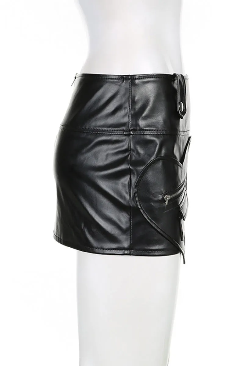 QH792 High-Rise Faux Leather Mini Skirt