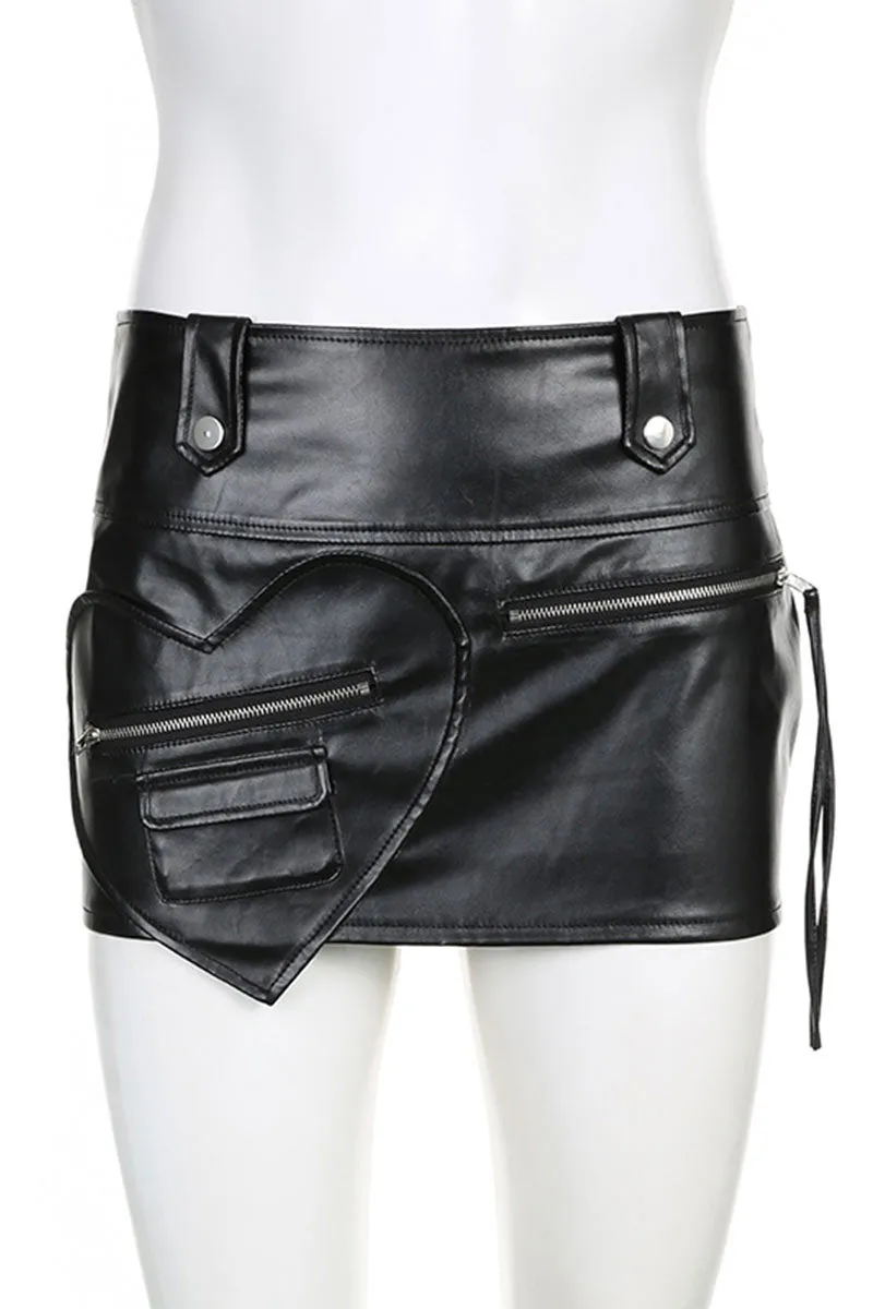 QH792 High-Rise Faux Leather Mini Skirt