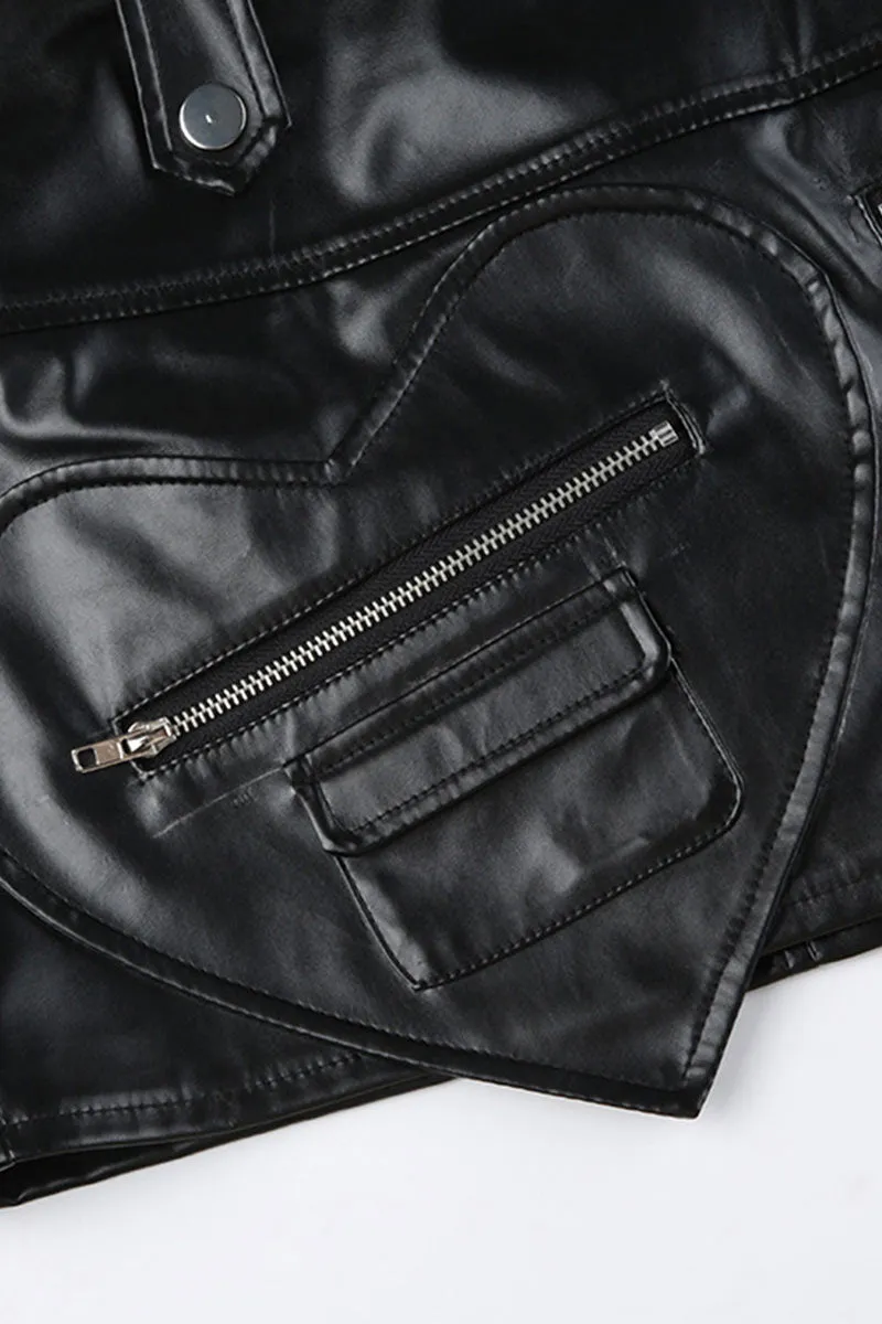 QH792 High-Rise Faux Leather Mini Skirt
