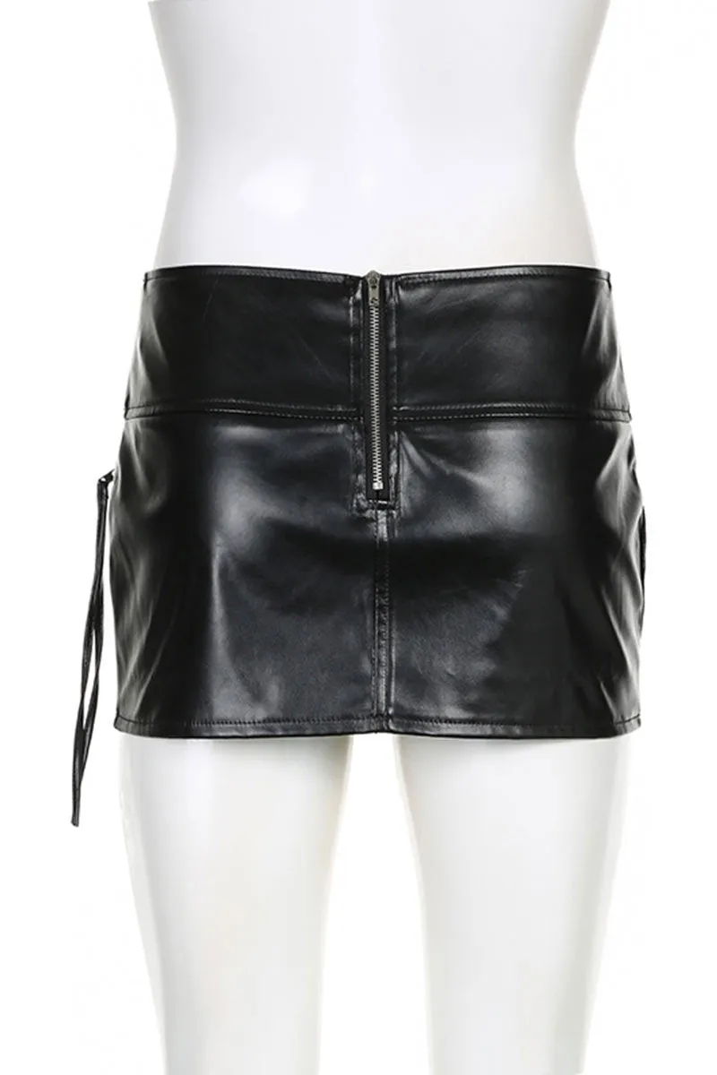QH792 High-Rise Faux Leather Mini Skirt