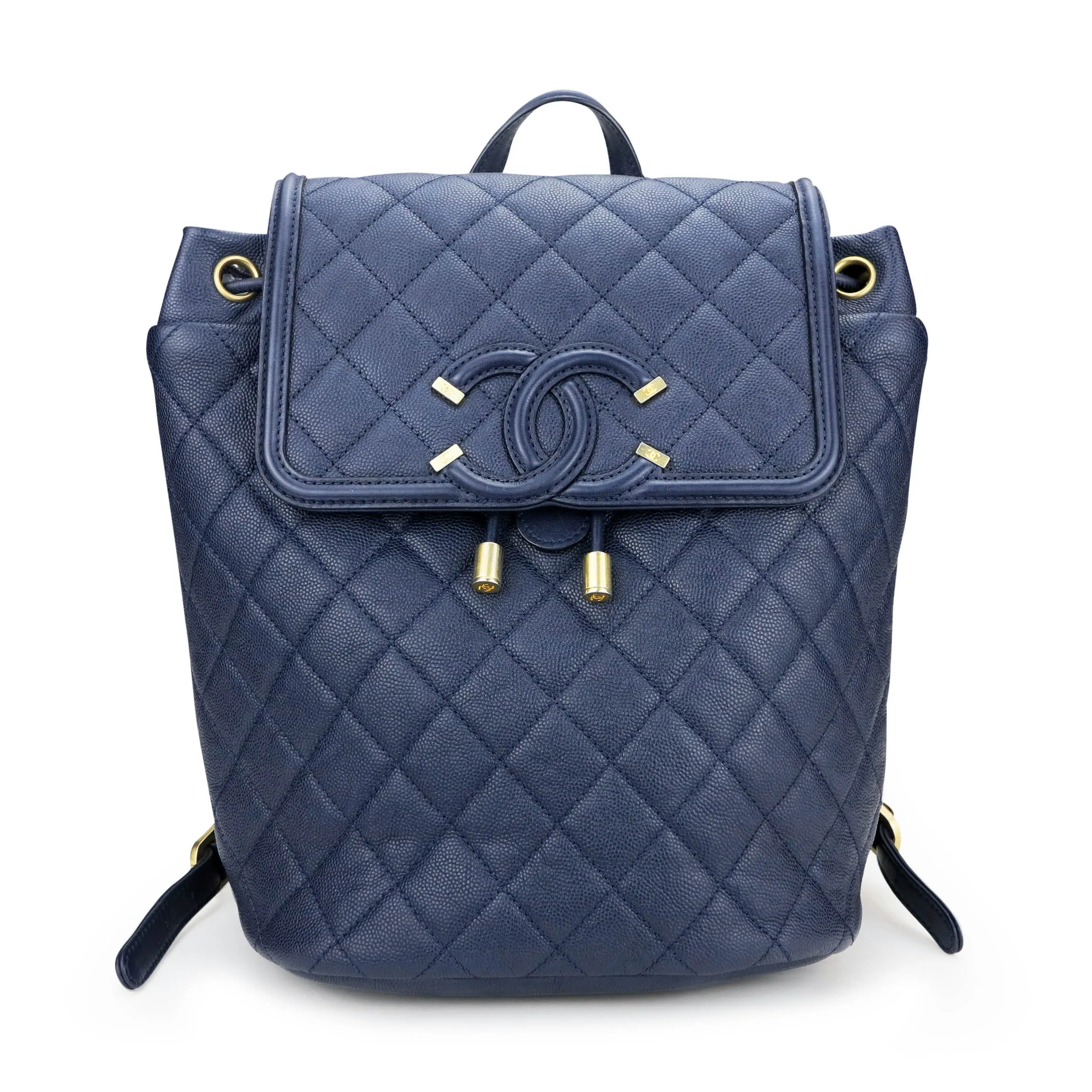 Quilted Filigree Backpack in Navy Caviar