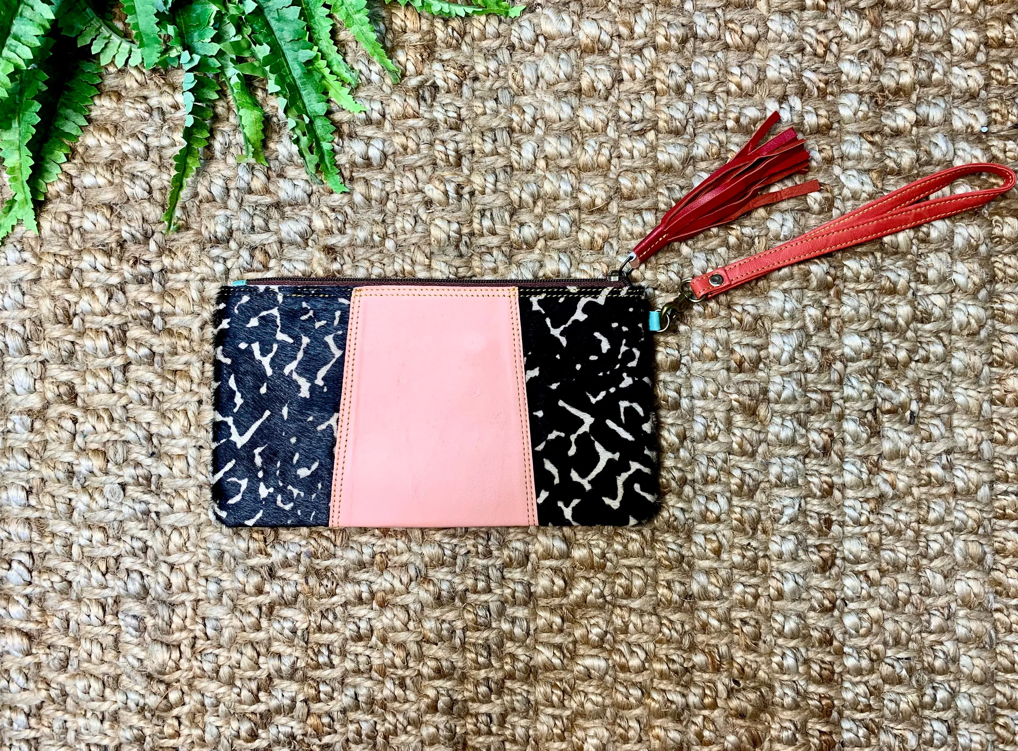 Quinn Leather and Hair on Hide Wristlet