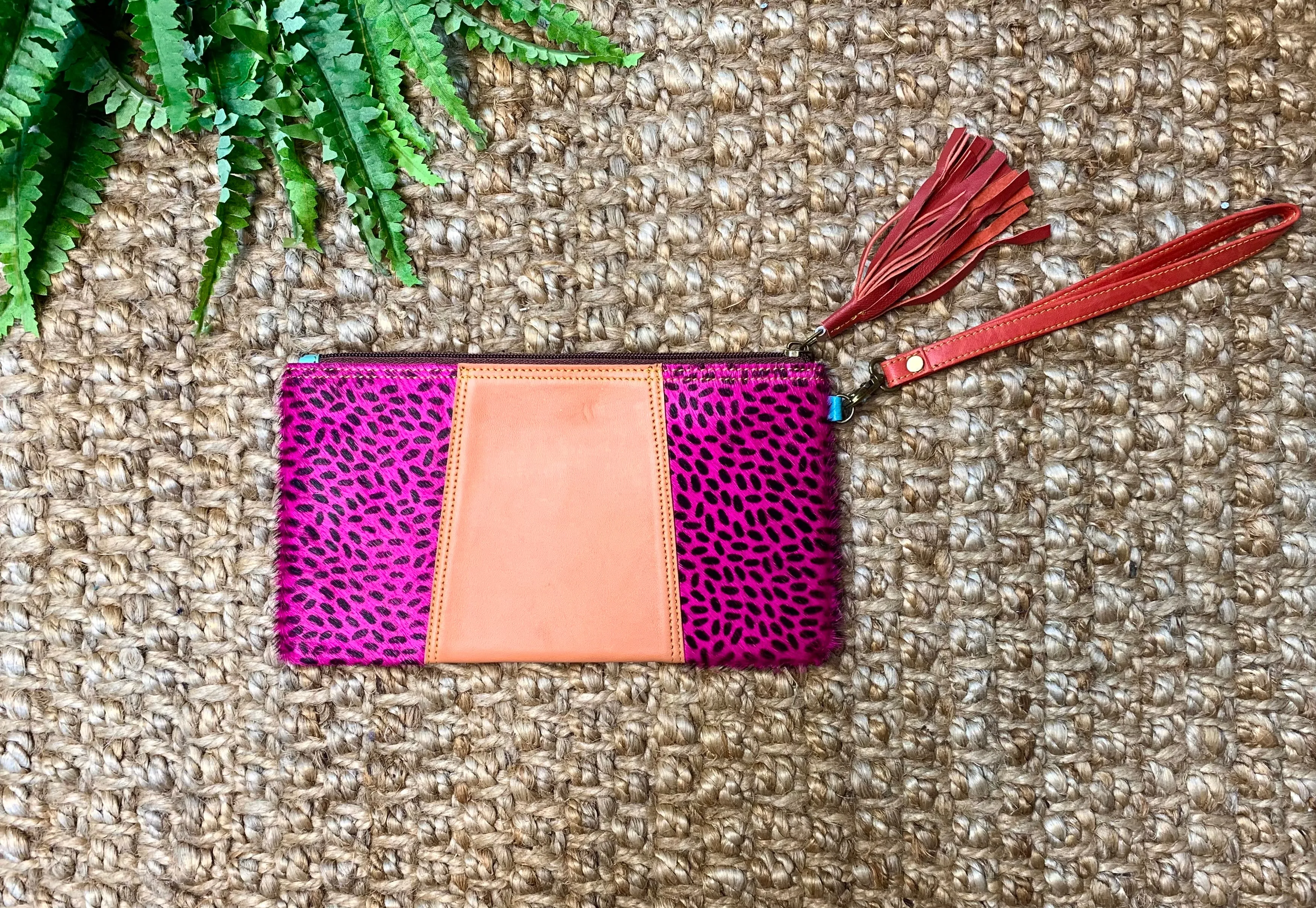 Quinn Leather and Hair on Hide Wristlet