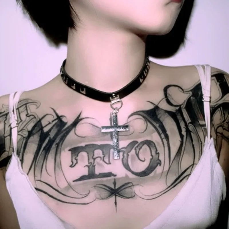 "CROSS PU LEATHER STUD" CHOKER K052903