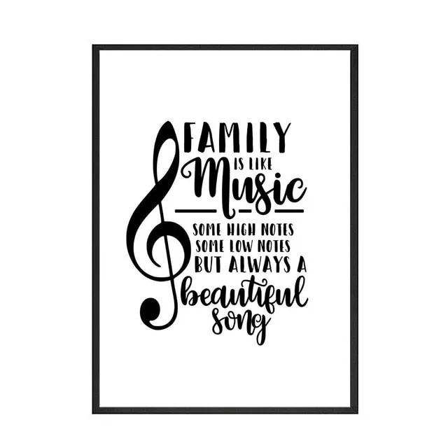 Quote Wall Art Black and White Treble Clef Music Note Quote