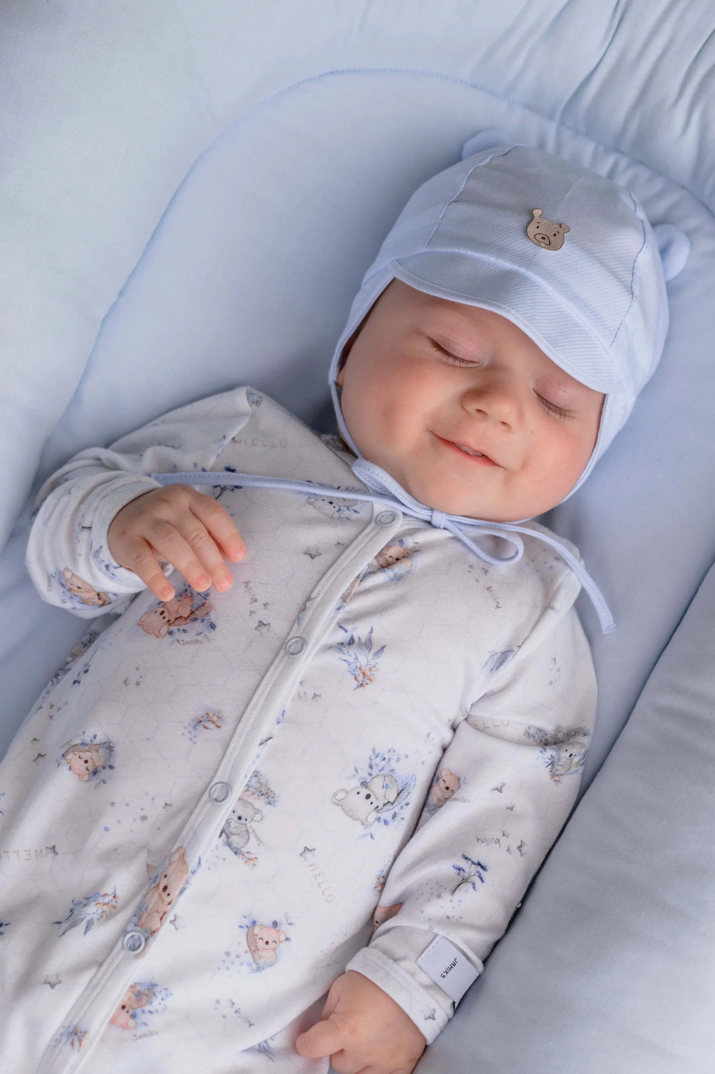 "Freddy" Light Blue Organic Cotton Teddy Hat