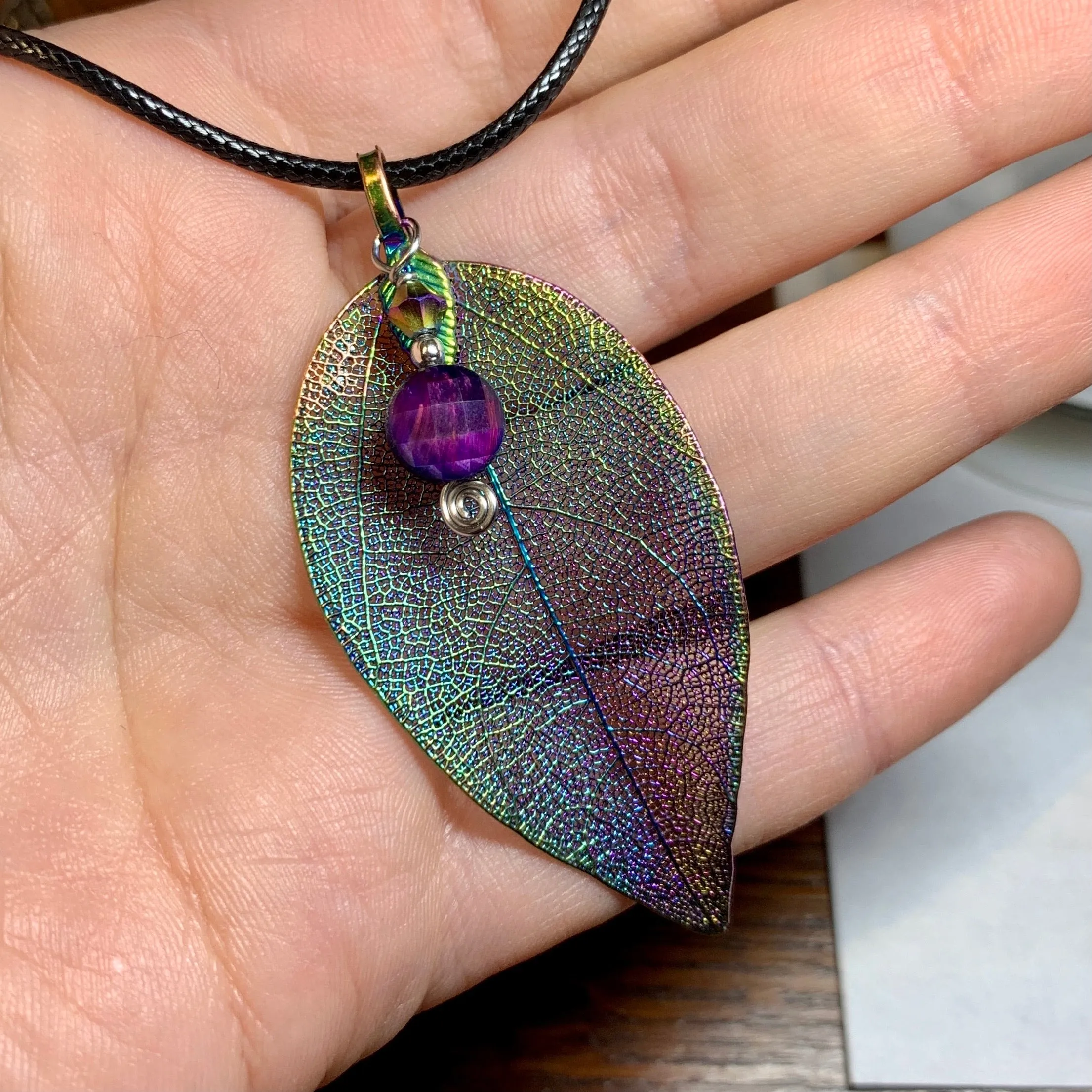 Rainbow Leaf Pendants