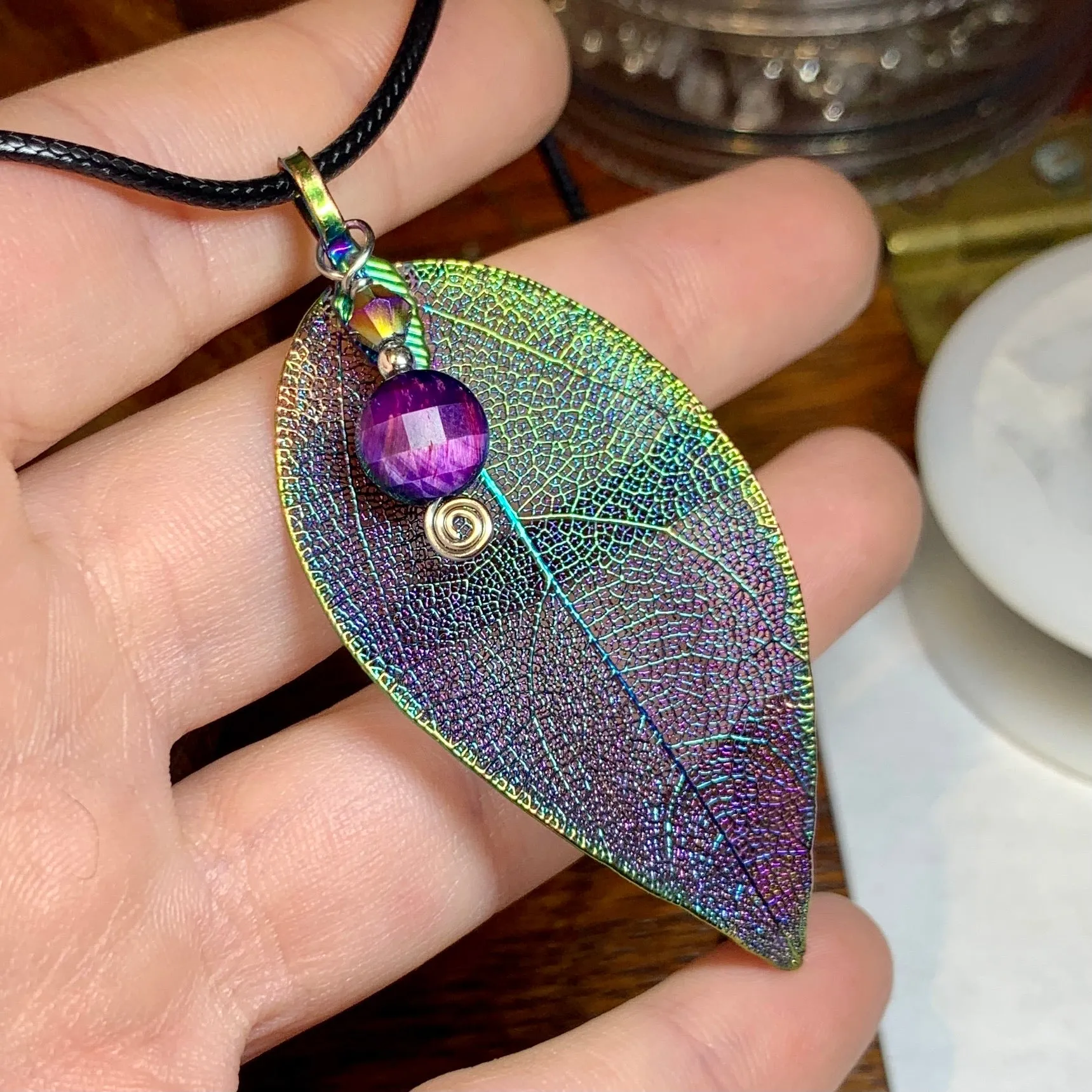 Rainbow Leaf Pendants