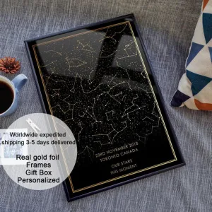 Real gold foil constellation Wall Art