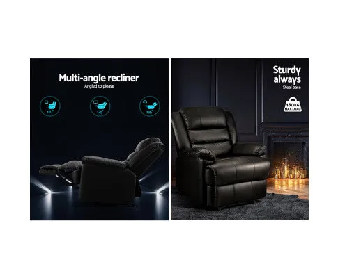 Recliner Chair Armchair Luxury Single Lounge Sofa Couch Leather Black
