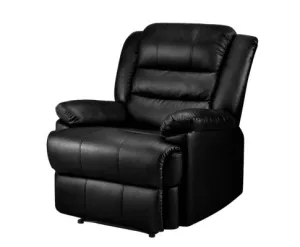 Recliner Chair Armchair Luxury Single Lounge Sofa Couch Leather Black