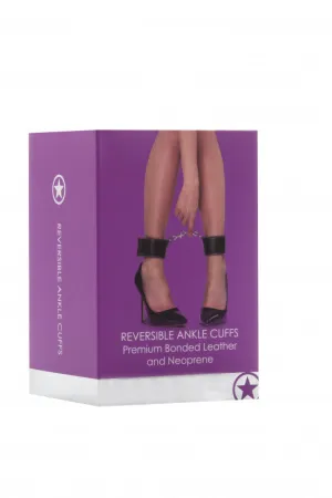 Reversible Ankle Cuffs Premium Bonded Leather and  Neoprene - Purple