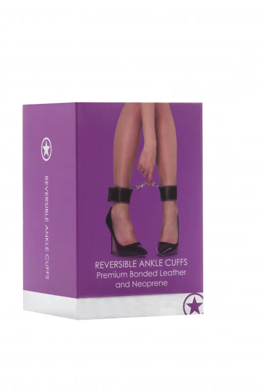 Reversible Ankle Cuffs Premium Bonded Leather and  Neoprene - Purple