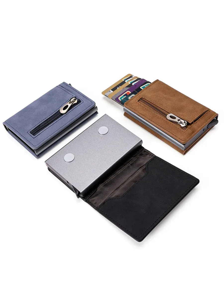 RFID PU Leather Wallet Men's Anti-Magnetic Organizer Purse