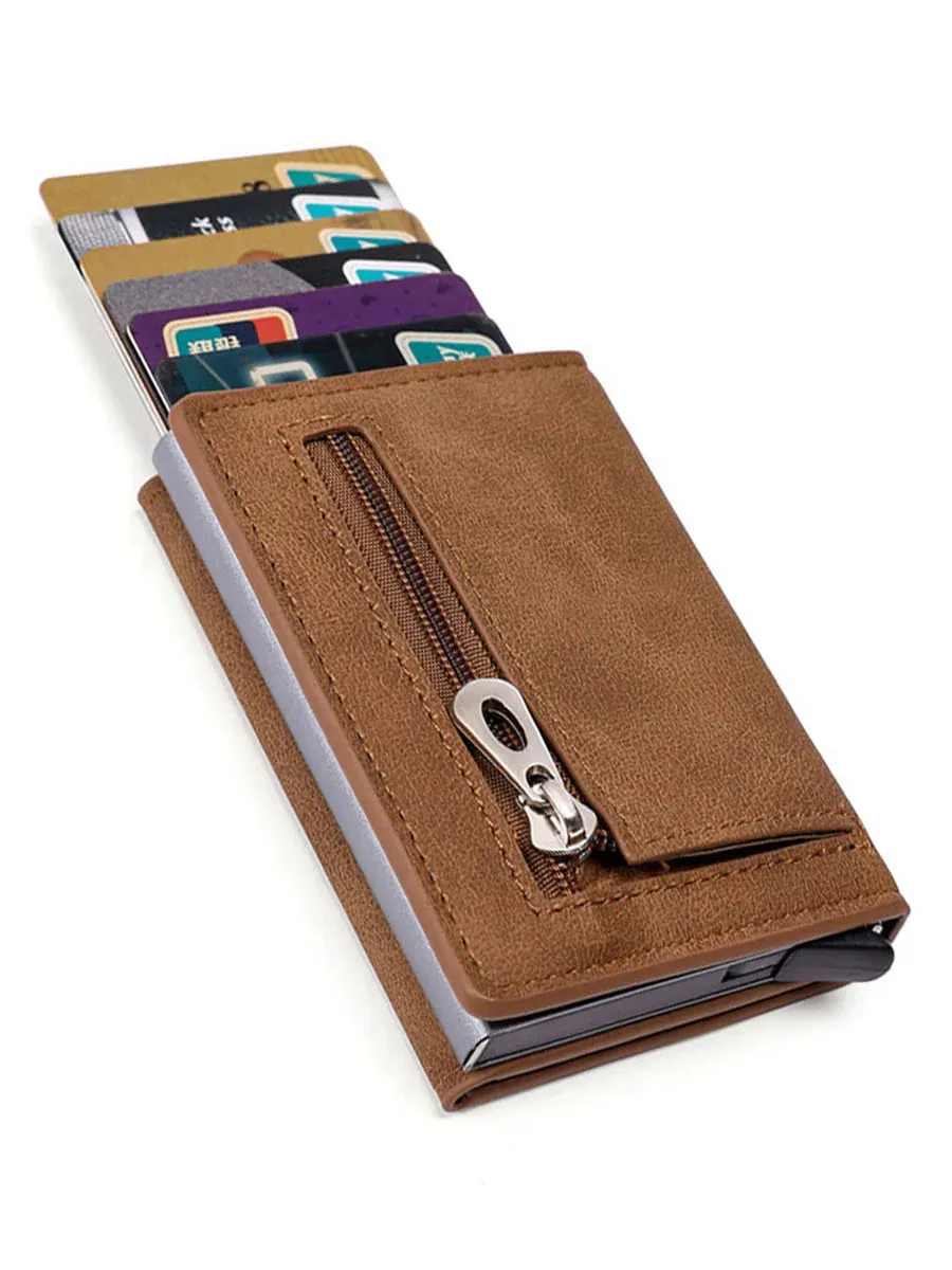 RFID PU Leather Wallet Men's Anti-Magnetic Organizer Purse