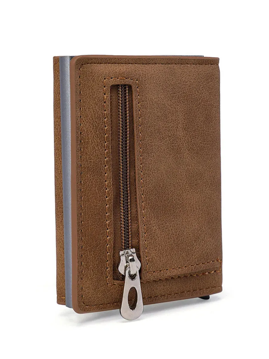 RFID PU Leather Wallet Men's Anti-Magnetic Organizer Purse