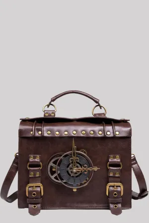 Ro Rox Lavinia Steampunk Clock Faux Leather Satchel Bag