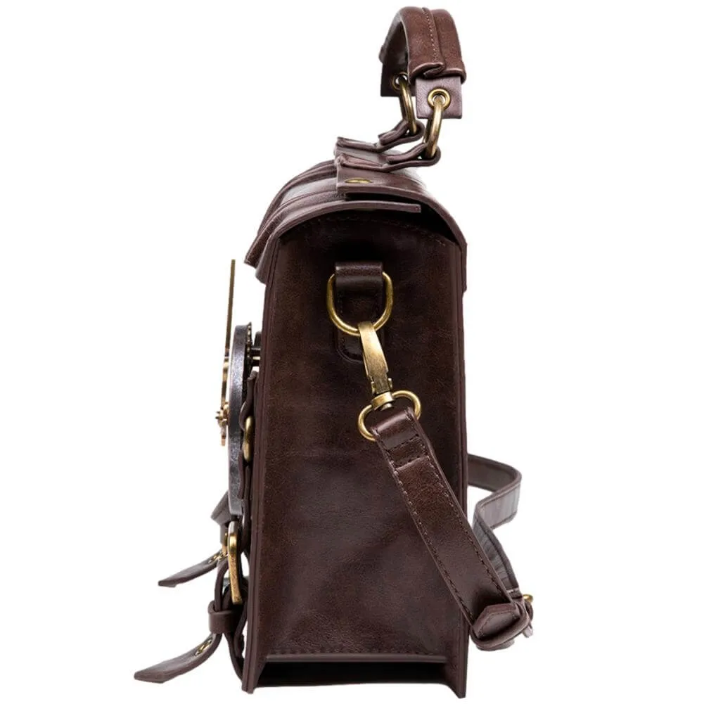 Ro Rox Lavinia Steampunk Clock Faux Leather Satchel Bag