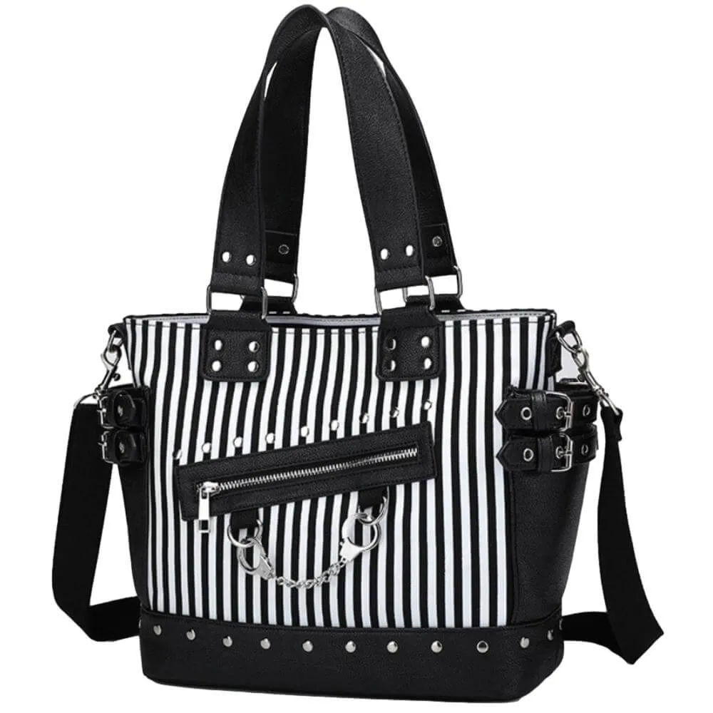Ro Rox Phoenix Stripe Black-White Handcuff Bag
