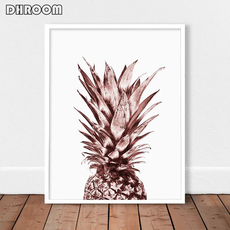 Rose Gold Wall Art Tropical Pineapple Wall Art