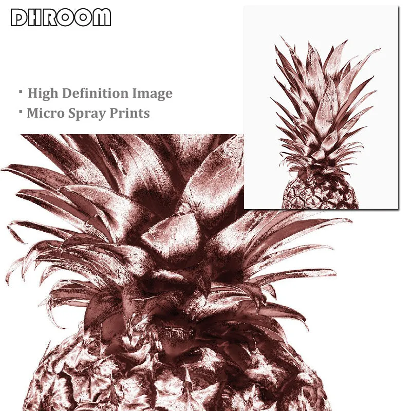 Rose Gold Wall Art Tropical Pineapple Wall Art