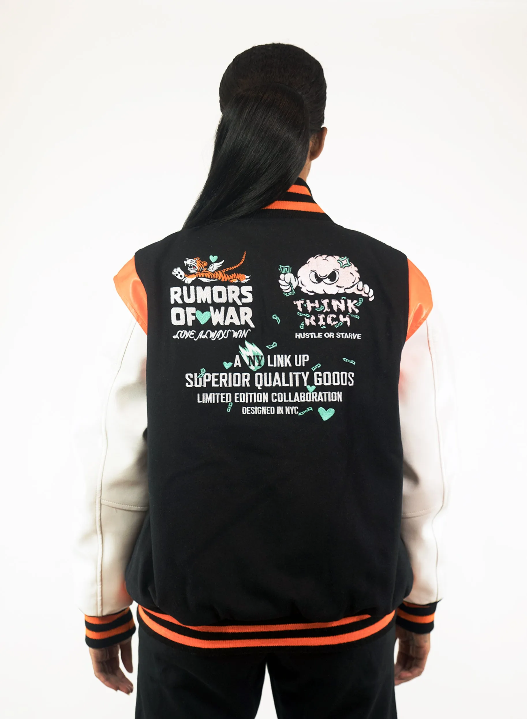 RUMORS OF WAR THINK RICH VARSITY JACKET