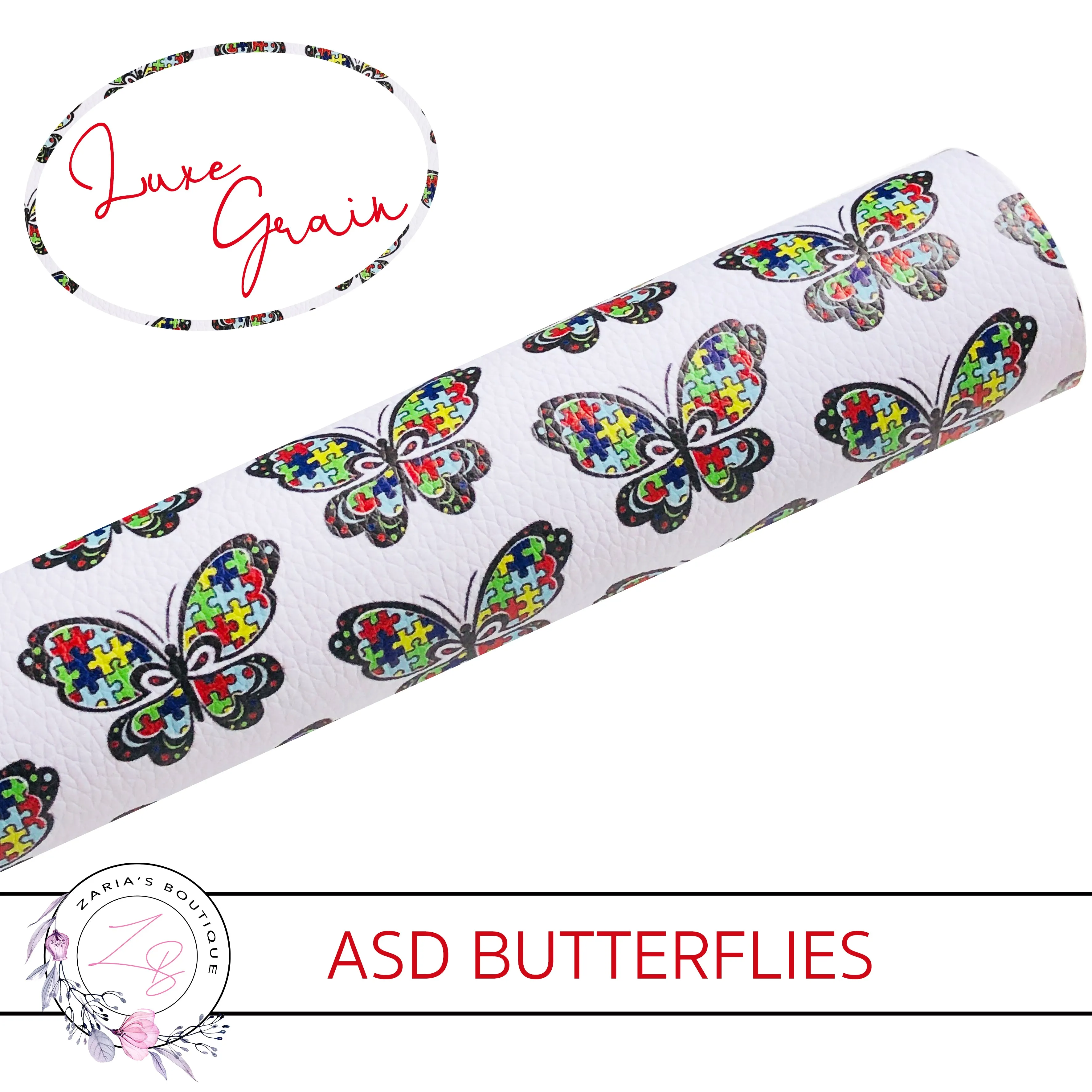 SALE ASD Awareness Butterfly Jigsaw Puzzle Piece Vegan Faux Leather