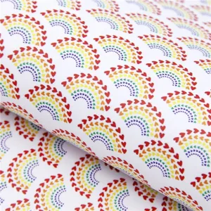 SALE Rainbow Hearts ~ Smooth  Faux Leather Fabric Leatherette