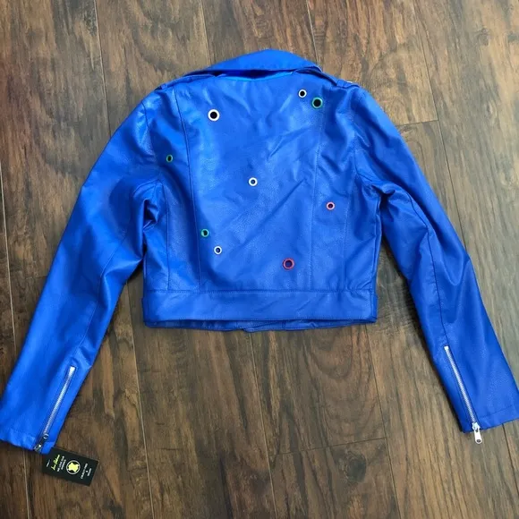 Sam Edelman Starburst Moto Jacket Royal Blue