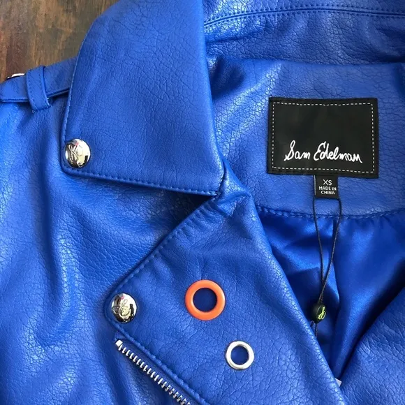 Sam Edelman Starburst Moto Jacket Royal Blue