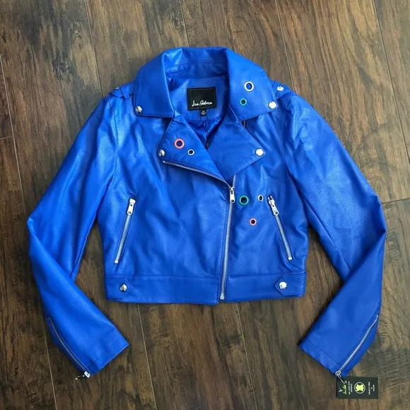 Sam Edelman Starburst Moto Jacket Royal Blue