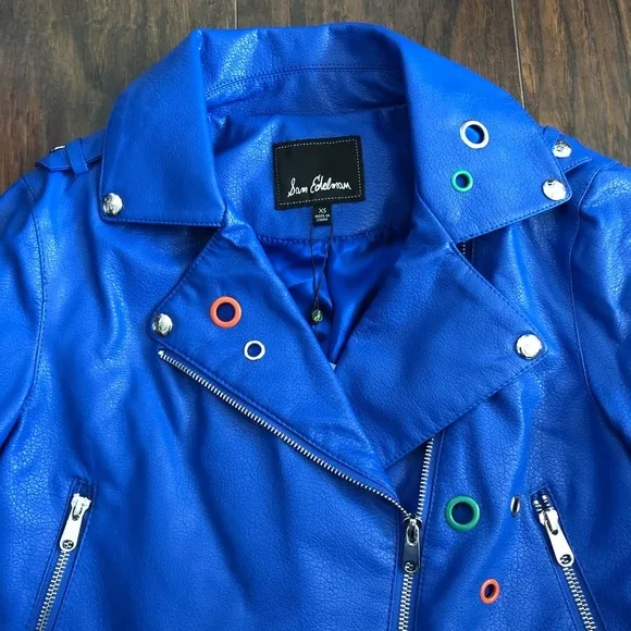 Sam Edelman Starburst Moto Jacket Royal Blue