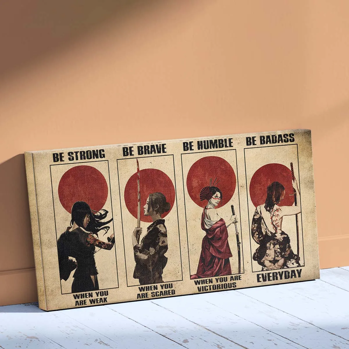 Samurai Wall Art - Samurai Poster - Samurai Canvas - Be Strong - Be Brave - Be Humble - Be Badass - SA095 - Horizontal Poster - Horizontal Canvas