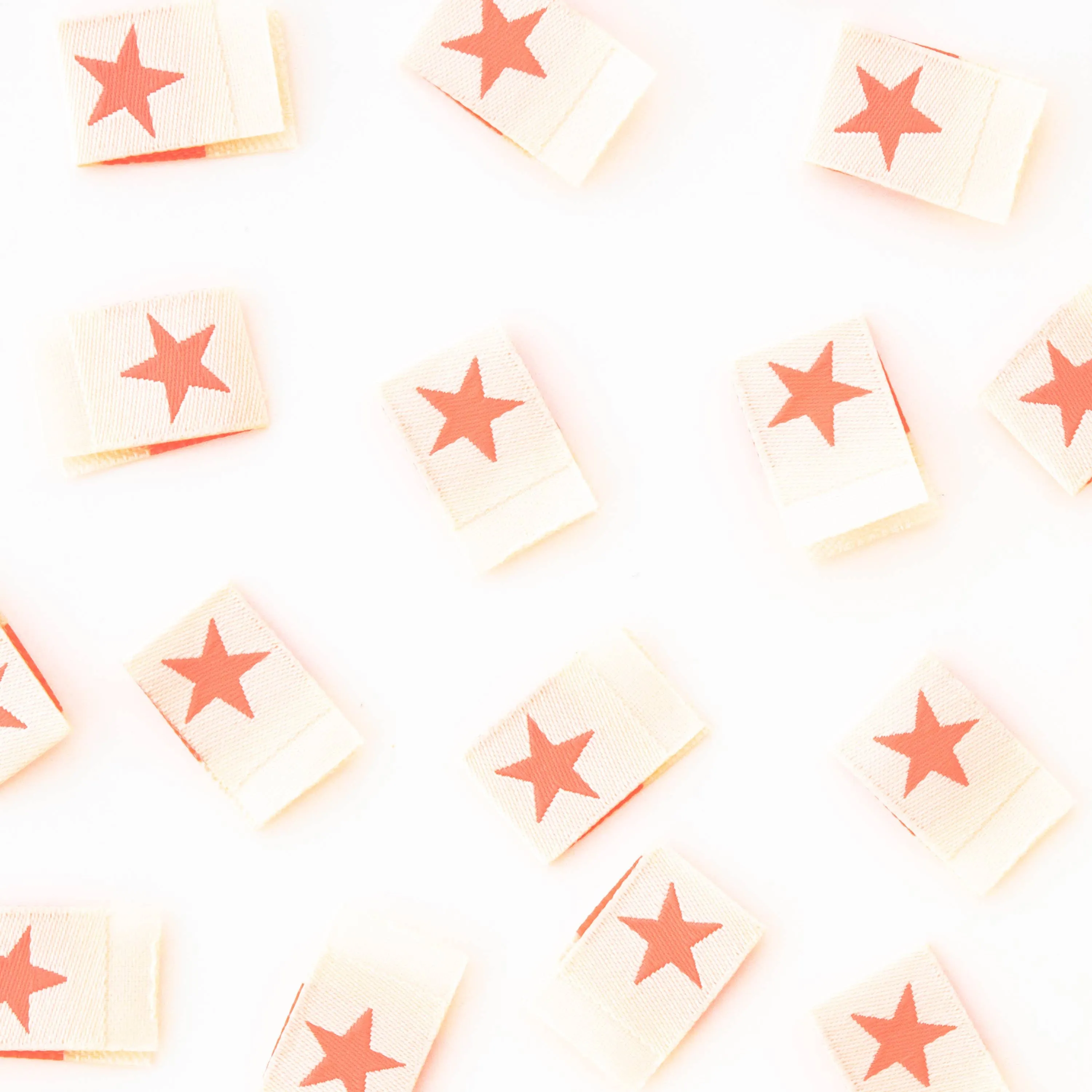 Sarah Hearts - Neon Pink Star Woven Sewing and Quilting Labels
