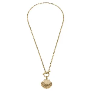 Scallop Shell T-Bar Charm Necklace