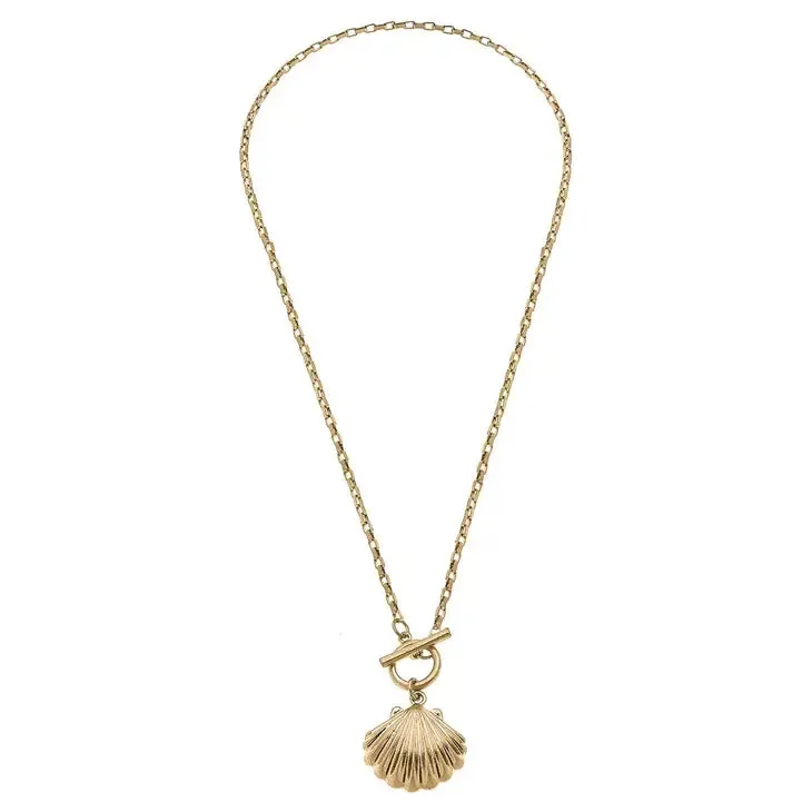 Scallop Shell T-Bar Charm Necklace