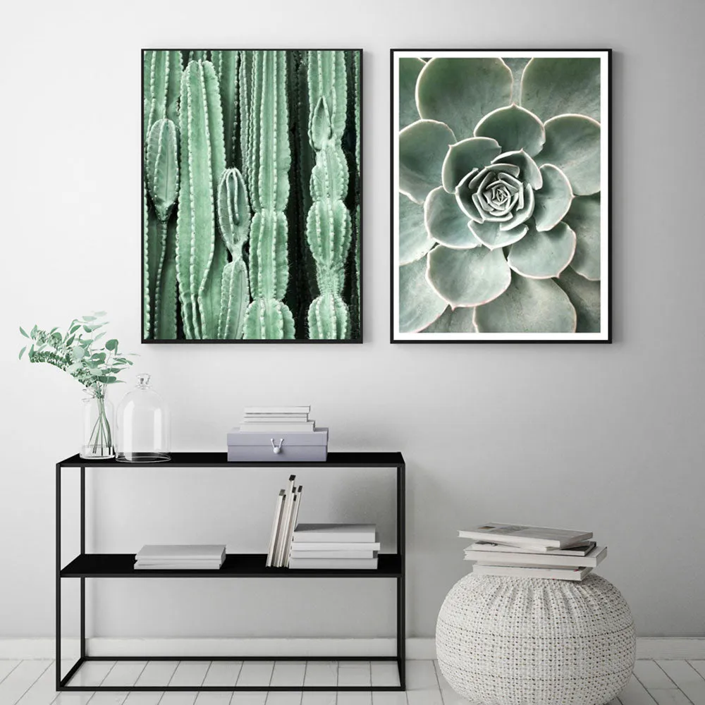 Scandinavian Green Leaves and Cactus Wall Art